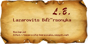 Lazarovits Bársonyka névjegykártya